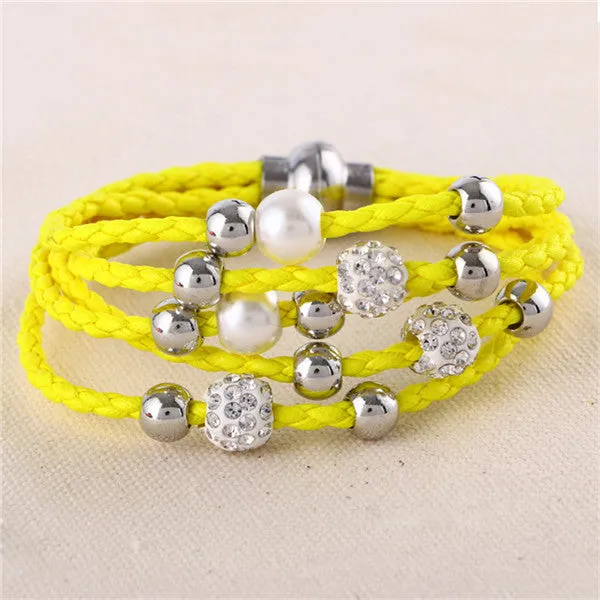 Lovely big European and American fashion leather bracelet female jewelry simple temperament tide