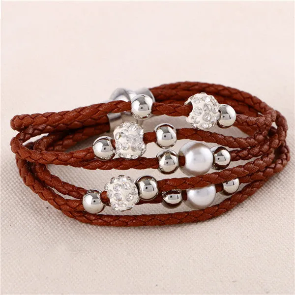 Lovely big European and American fashion leather bracelet female jewelry simple temperament tide