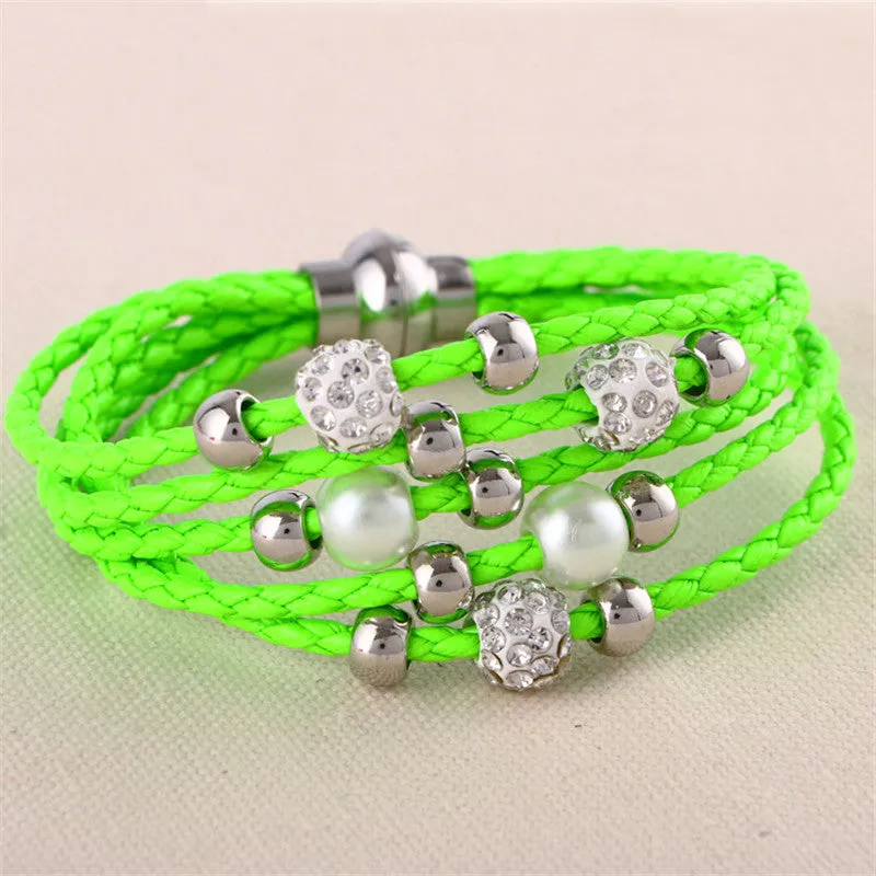 Lovely big European and American fashion leather bracelet female jewelry simple temperament tide