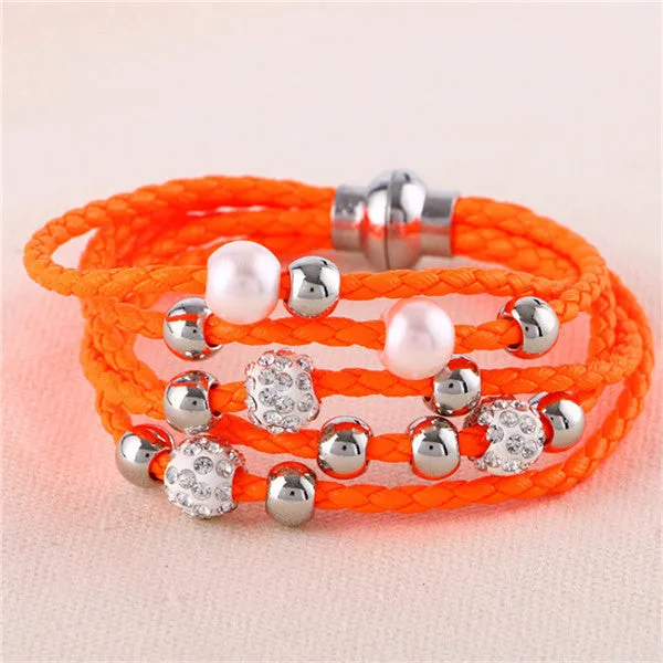 Lovely big European and American fashion leather bracelet female jewelry simple temperament tide