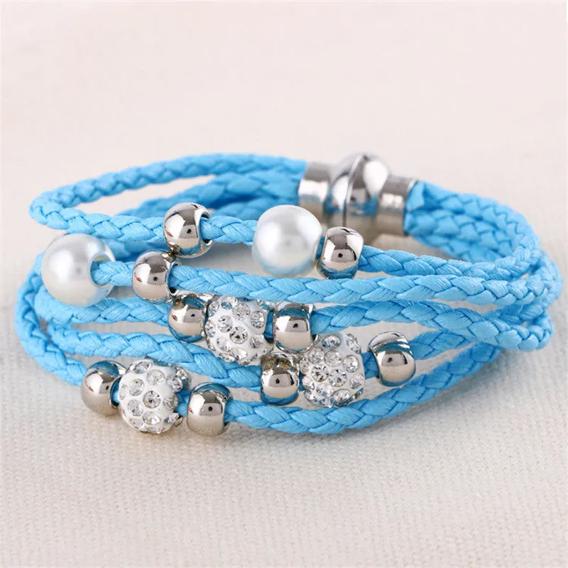 Lovely big European and American fashion leather bracelet female jewelry simple temperament tide