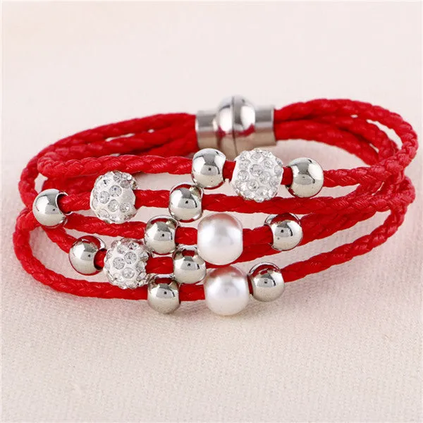 Lovely big European and American fashion leather bracelet female jewelry simple temperament tide