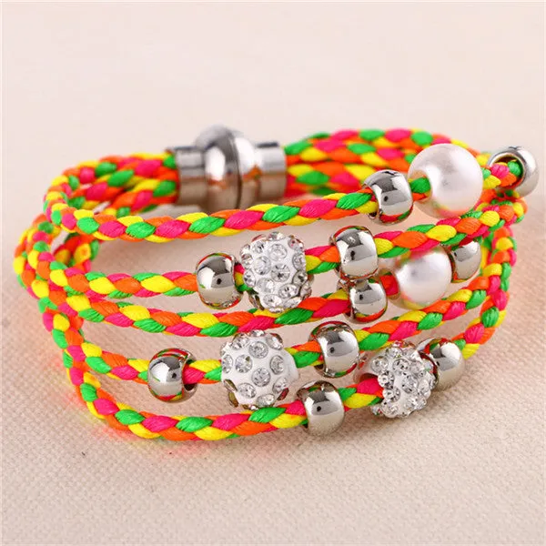 Lovely big European and American fashion leather bracelet female jewelry simple temperament tide