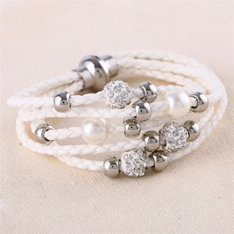 Lovely big European and American fashion leather bracelet female jewelry simple temperament tide