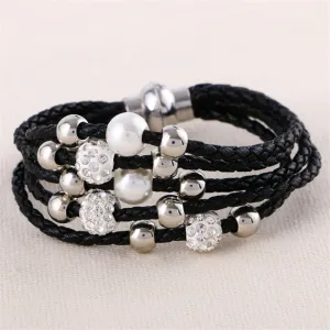 Lovely big European and American fashion leather bracelet female jewelry simple temperament tide