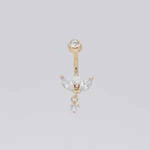 Marquise-Cut C.Z Sprout Belly Button Ring - Gold