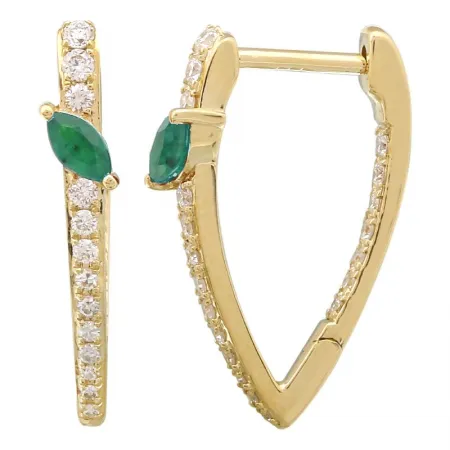 Marquise Gemstone Detail Huggie Earrings