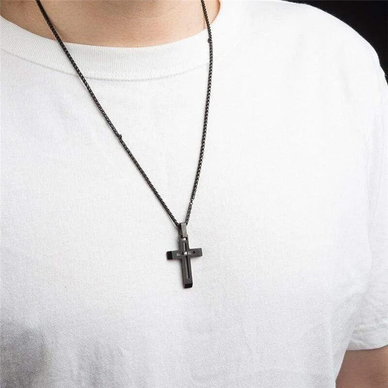 Men's Christian Necklace <br> Zirconia