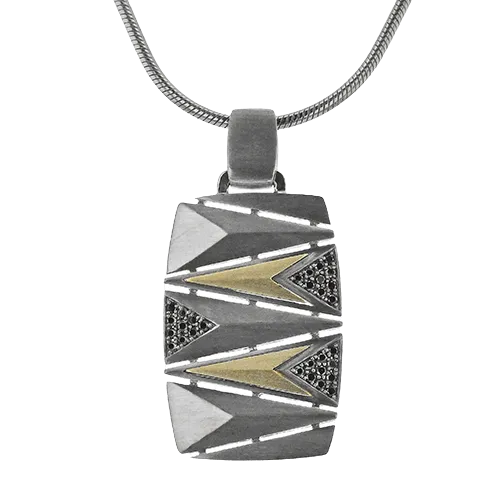 Men's Ruthenium Necklace In 14k Gold With Diamonds