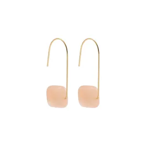 Minimalist Long Drop Earrings with Soft Peach Stone-jlt11744