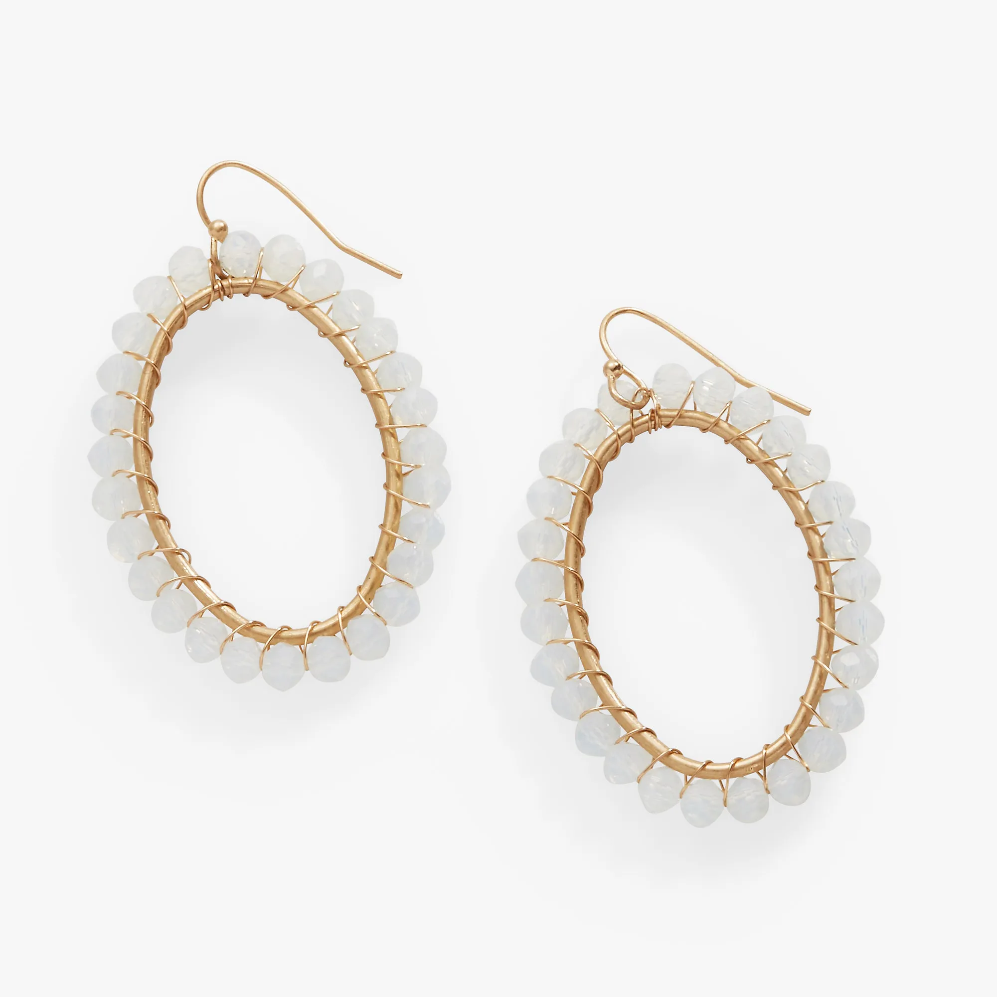 Moonstone Beaded Hoop Earrings