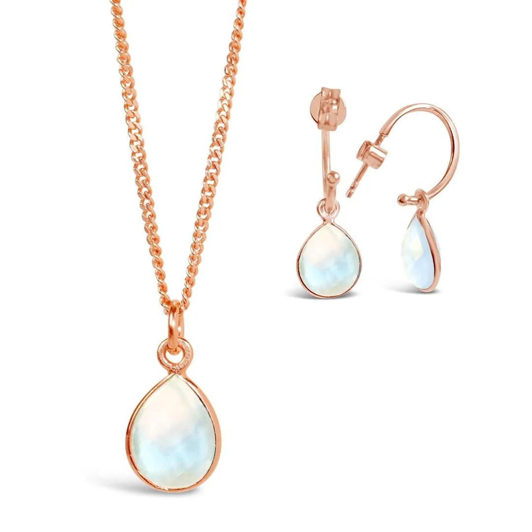 Moonstone Charm Necklace | Rose Gold | June