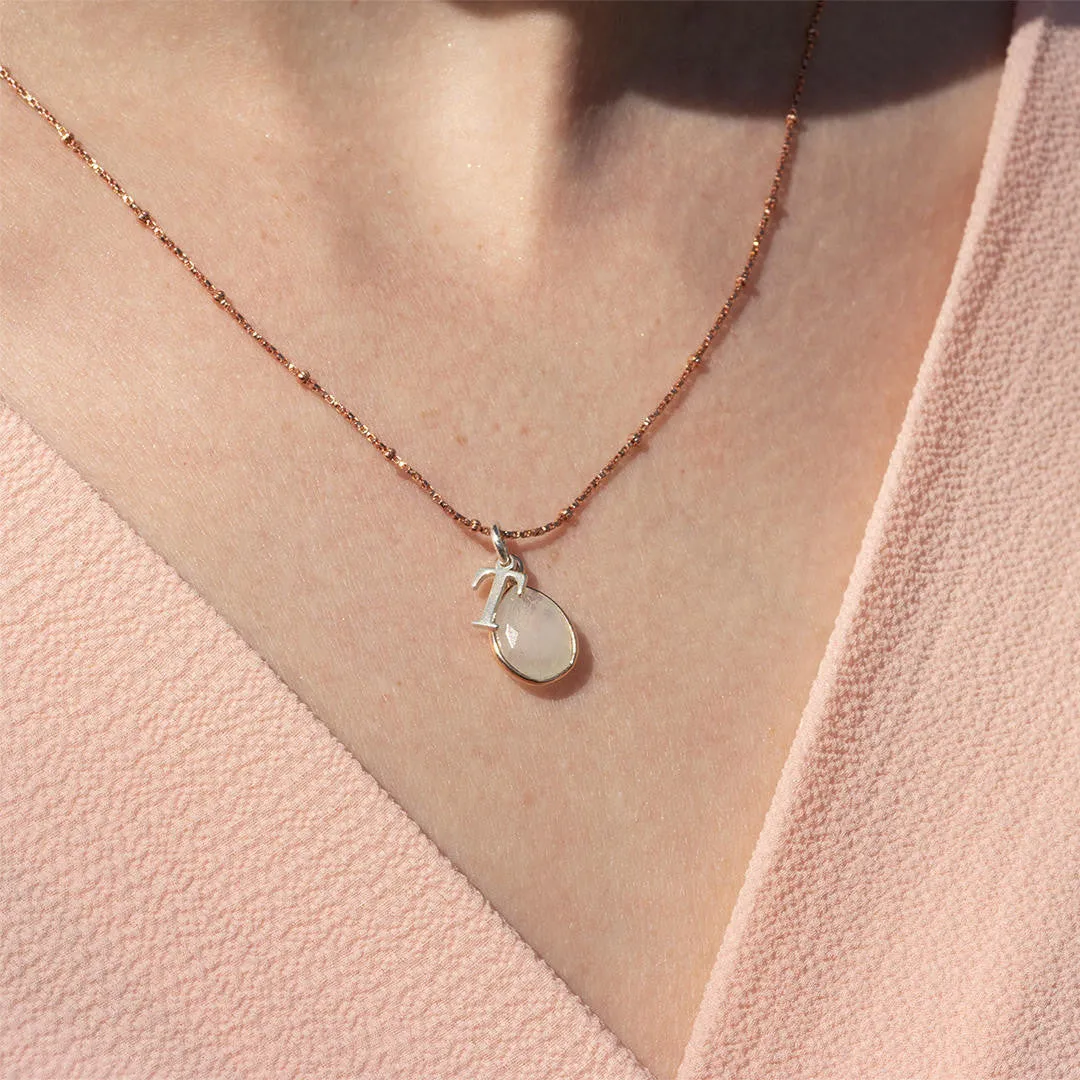 Moonstone Charm Necklace | Rose Gold | June