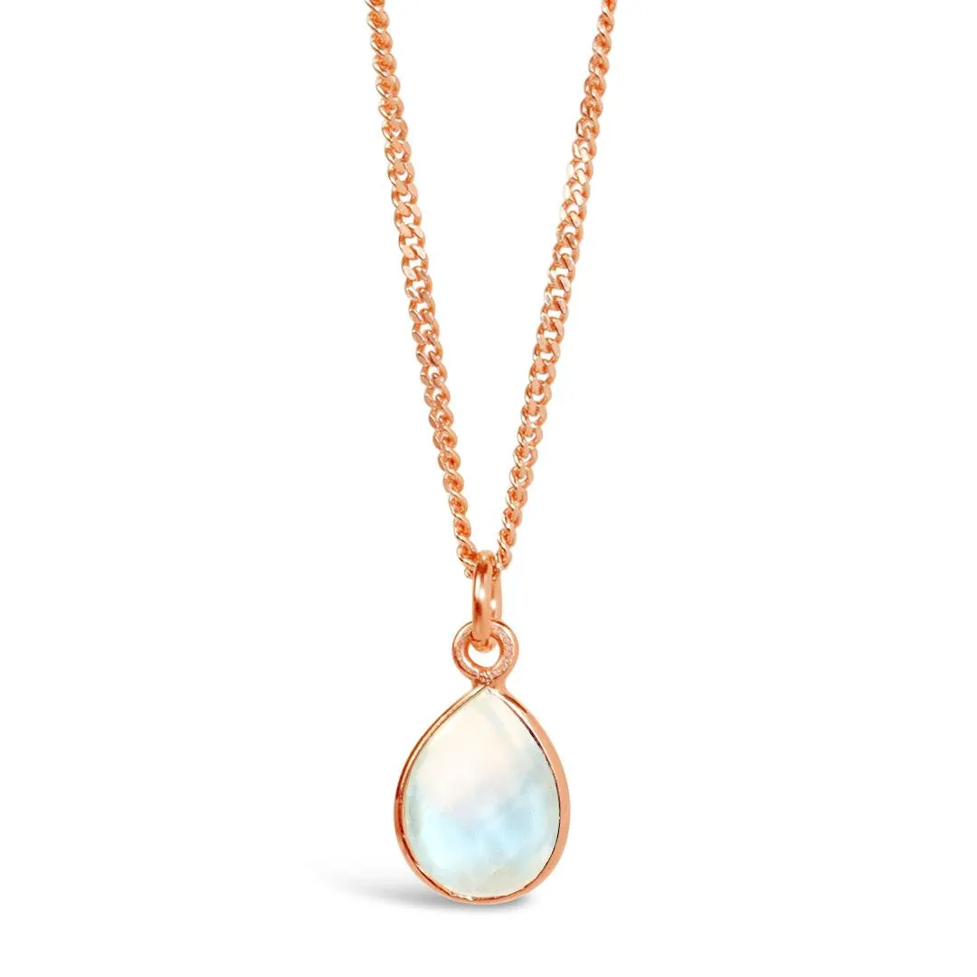 Moonstone Charm Necklace | Rose Gold | June