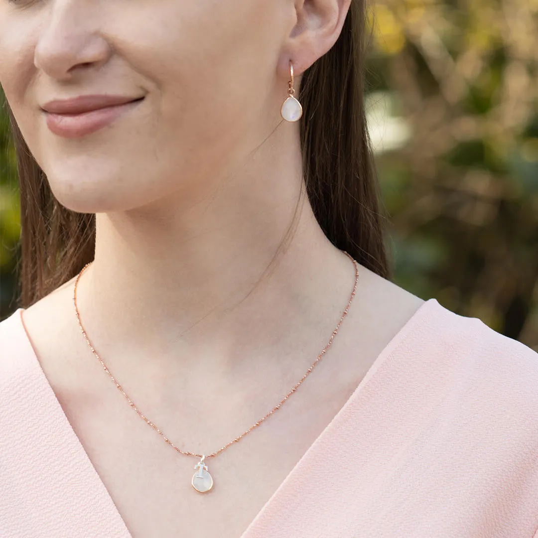 Moonstone Charm Necklace | Rose Gold | June