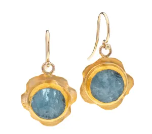 Nava Zahavi Yellow Gold Aquamarine Frame Earrings