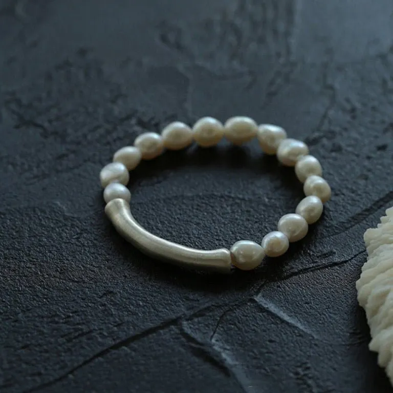 Neutral Chic Bamboo Knot Pearl Bracelet