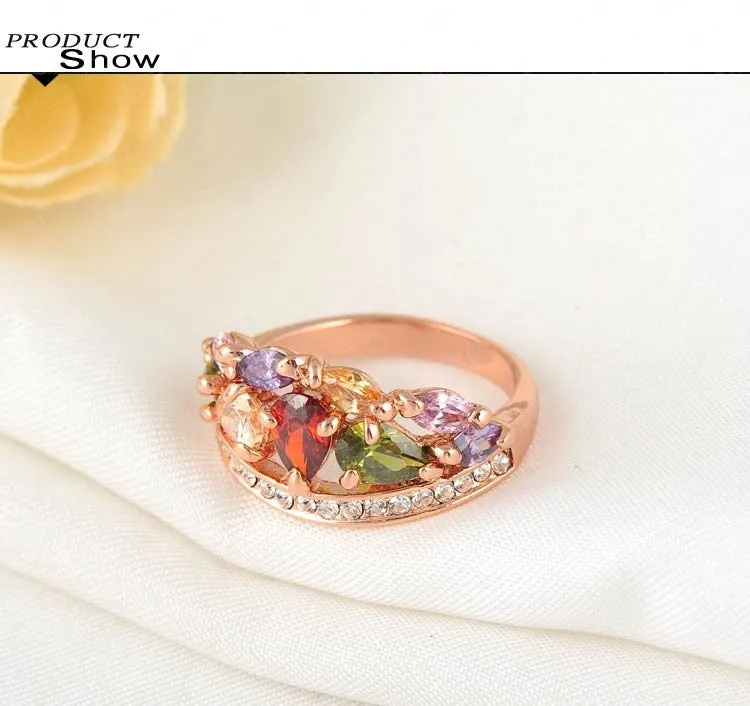 New Arrival Multi Color Fashionable Ring for Women Rose Gold Plated with AAA Swiss Zircon Rings