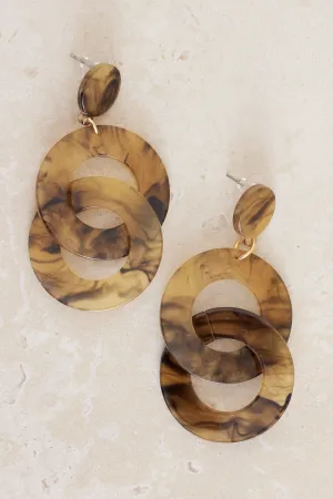 Oasis Link Drop Earrings - Brown