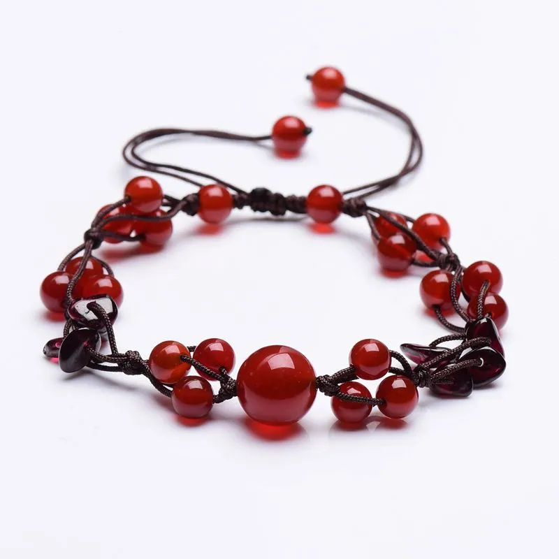 Onyx Hand Braided Bracelet Women's Fashion Simple Garnet Crystal