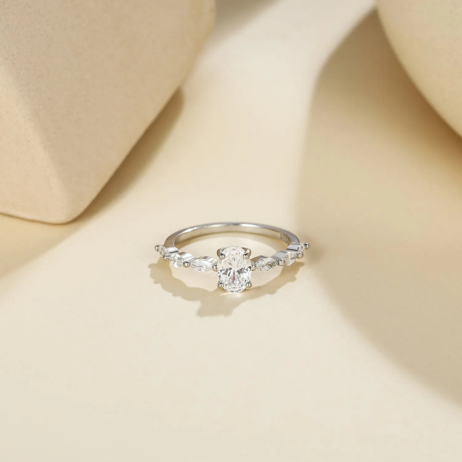 Oval Cut Engagement Cubic Zirconia Ring