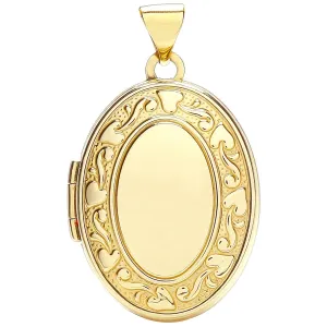 Oval Shaped Locket Pendant Necklace in 9ct Gold