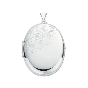 Oval Shaped Sterling 925 Silver Locket Pendant Necklace