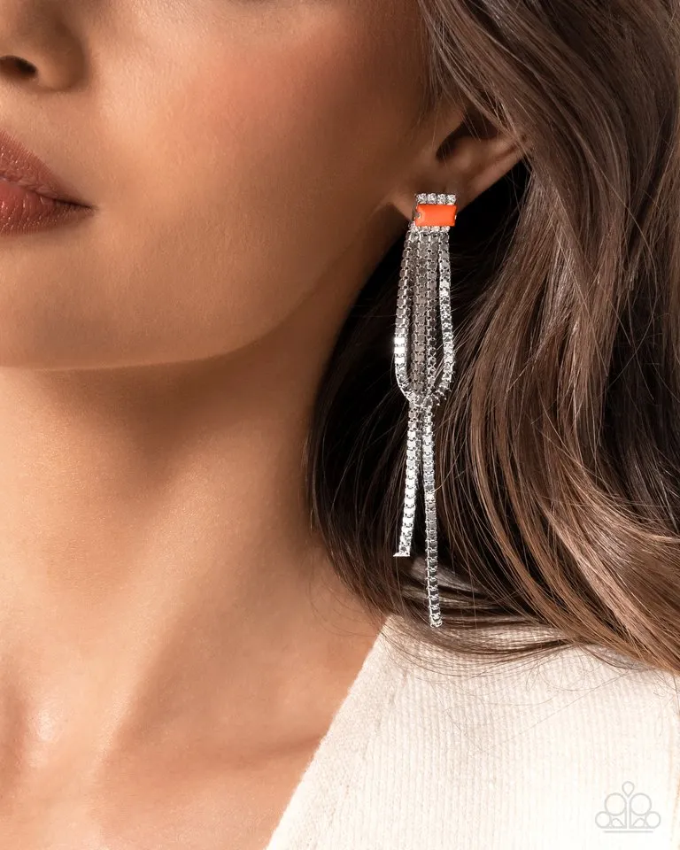 Paparazzi Earring ~ Classy Curves - Orange