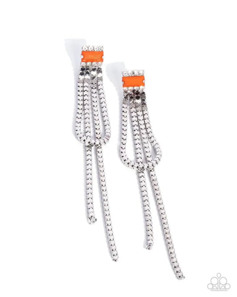 Paparazzi Earring ~ Classy Curves - Orange