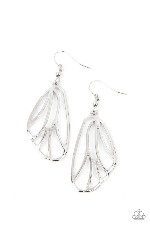 Paparazzi Earring ~ Turn Into A Butterfly - Silver