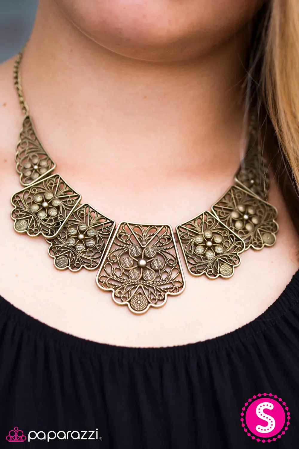 Paparazzi Necklace ~ Native Nature - Brass