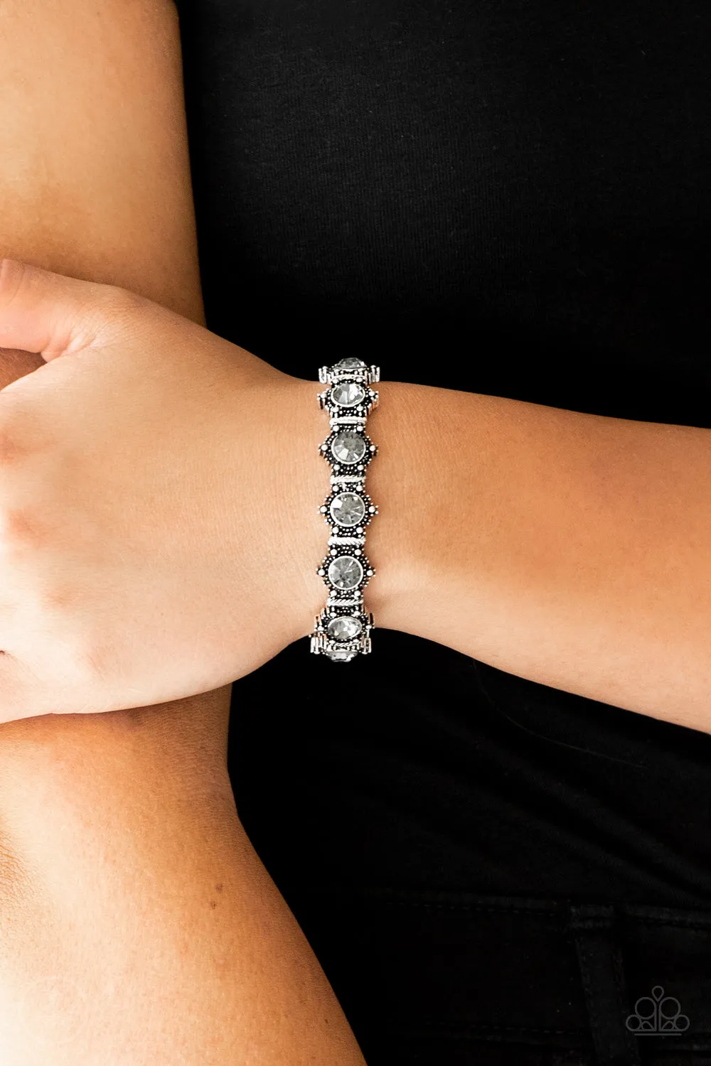 Paparazzi Strut Your Stuff - Silver Rhinestone Bracelet