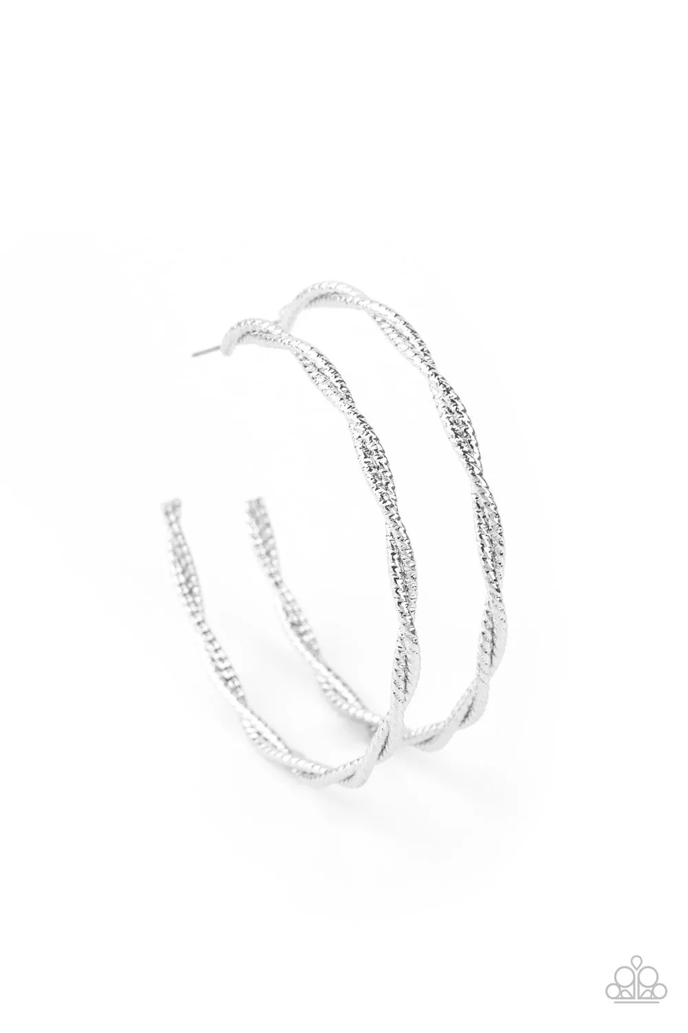 Paparazzi Totally Throttled - Silver Hoop Earrings