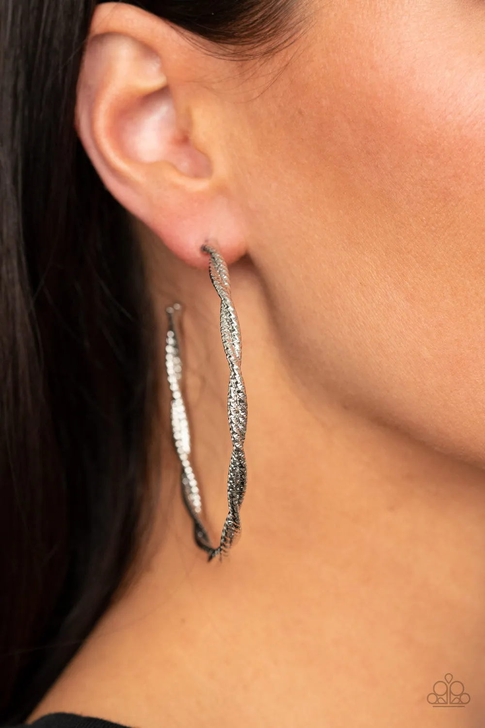 Paparazzi Totally Throttled - Silver Hoop Earrings