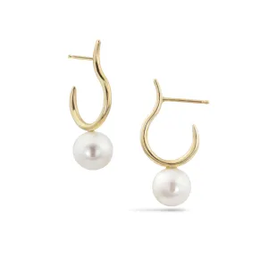 Pearl Moon Hoop Earrings