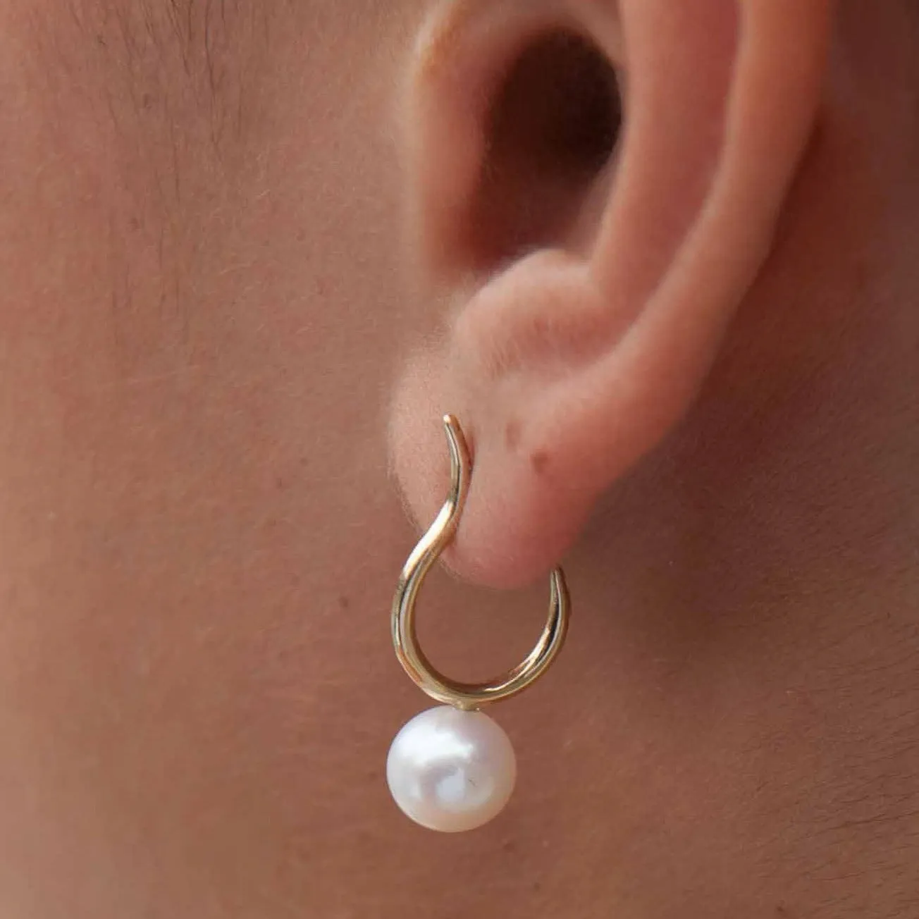 Pearl Moon Hoop Earrings