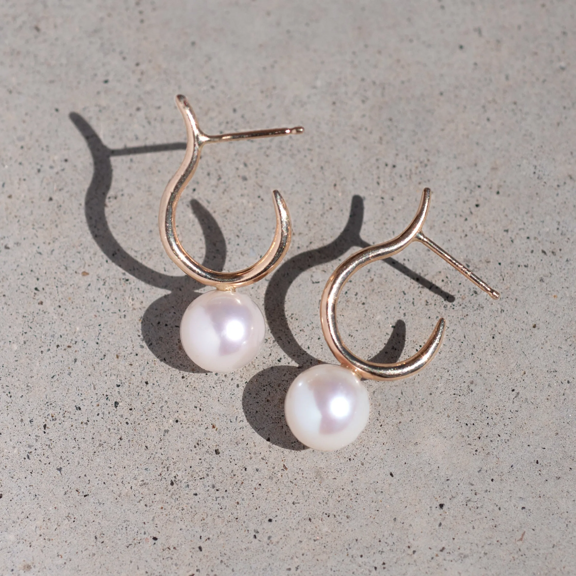 Pearl Moon Hoop Earrings