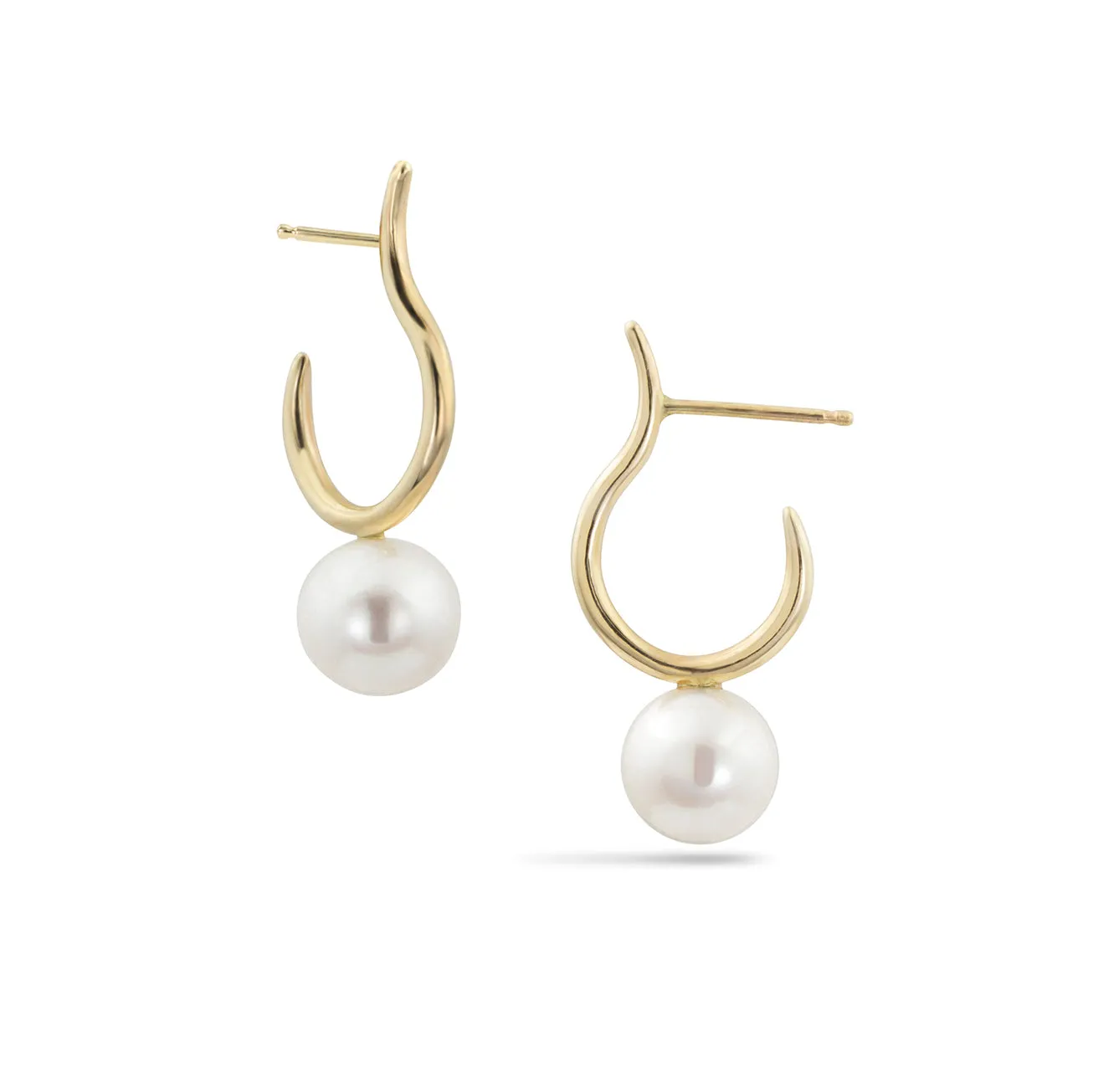 Pearl Moon Hoop Earrings