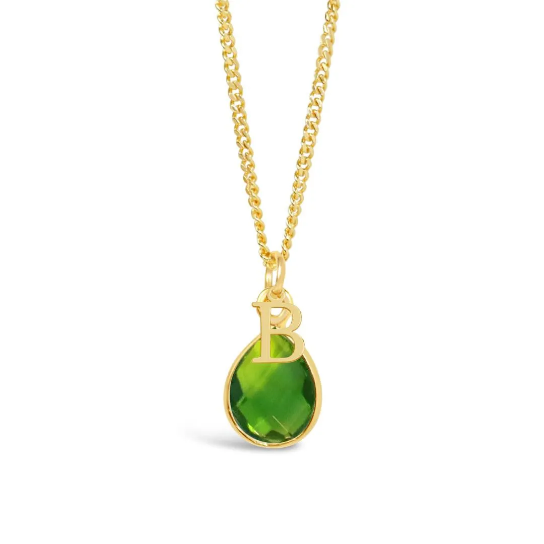 Peridot Charm Necklace Gold August's Birthstone