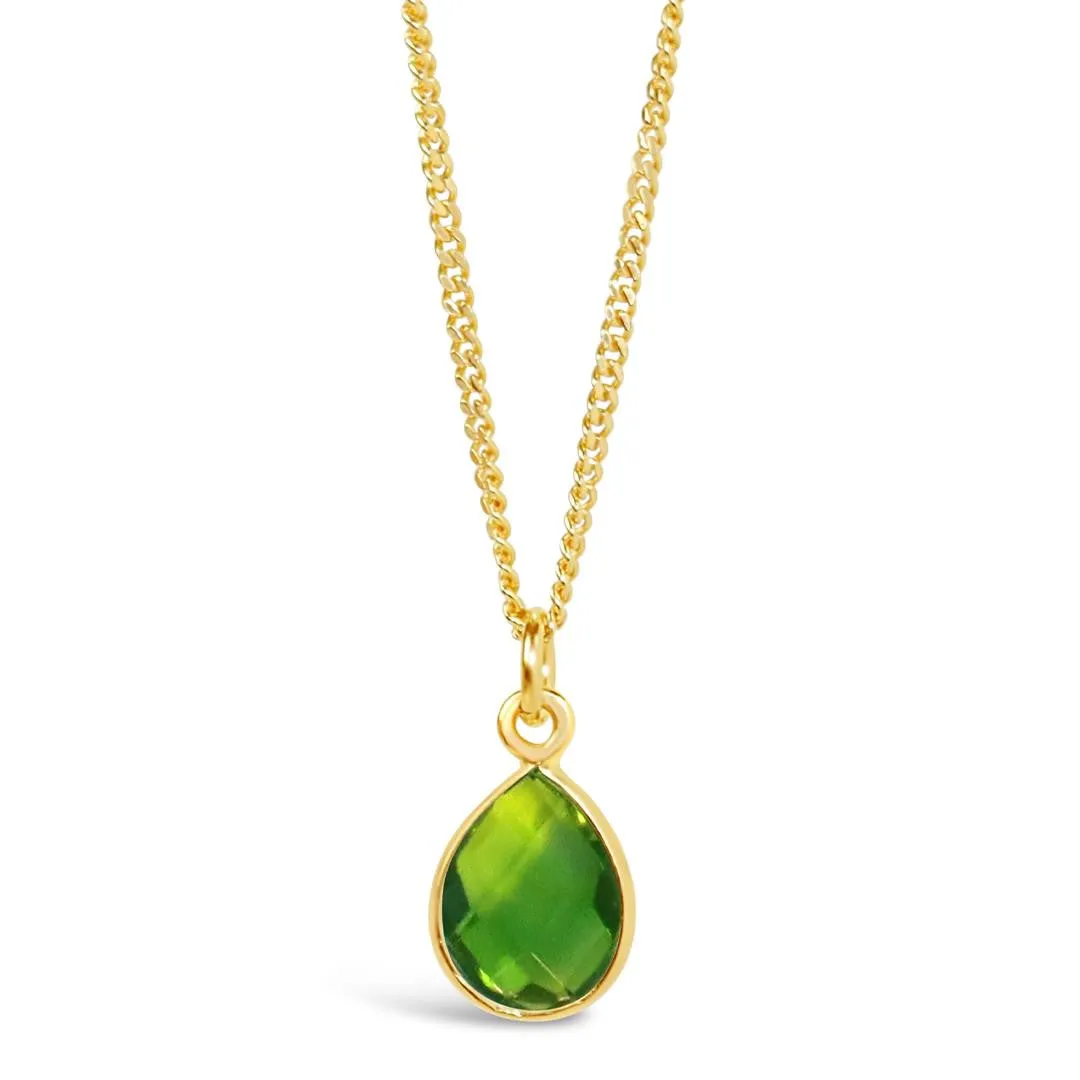 Peridot Charm Necklace Gold August's Birthstone