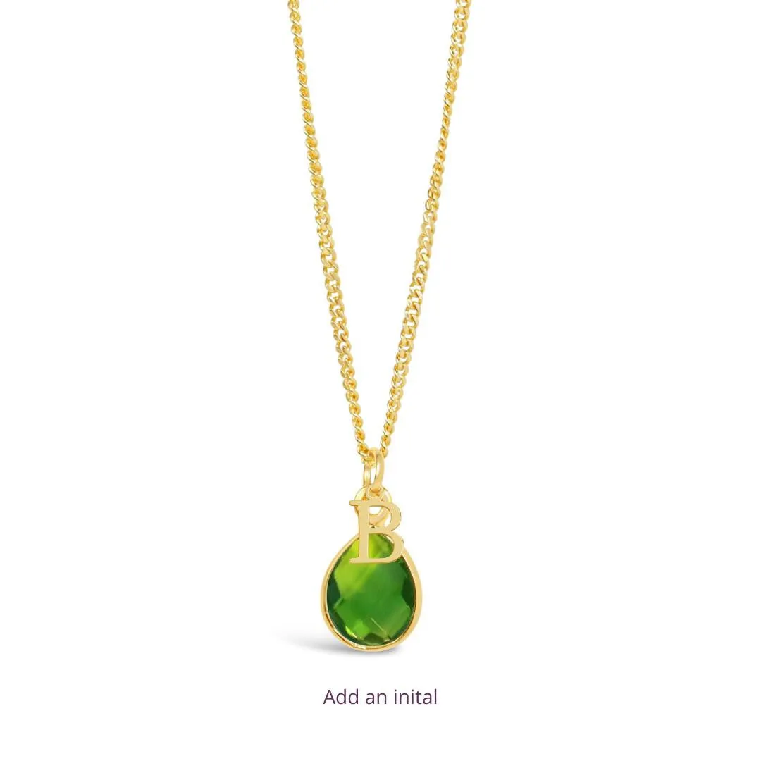 Peridot Charm Necklace Gold August's Birthstone