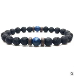 Personality Men's Black Volcanic Stone Bracelet