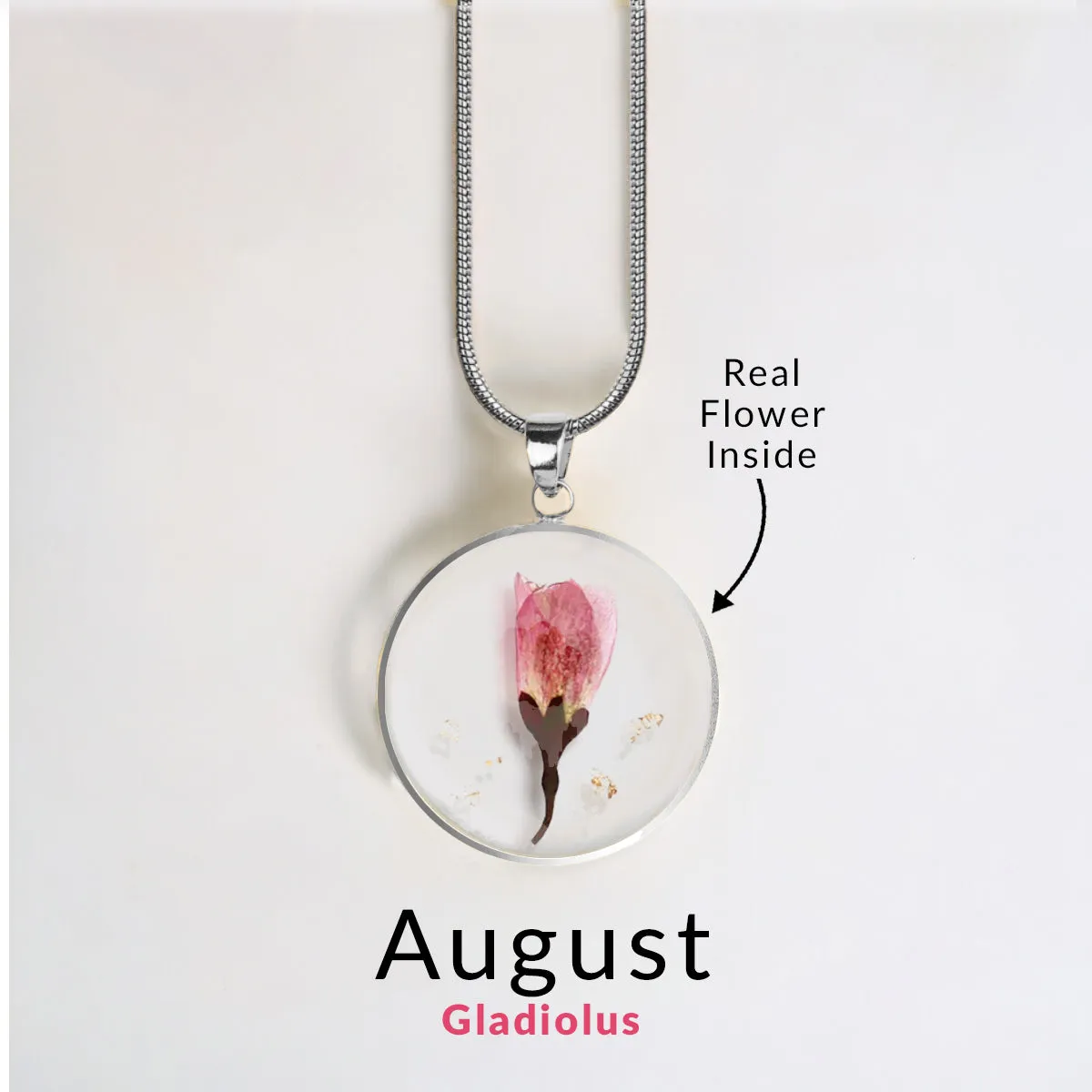 Pressed Birth Flower Necklace