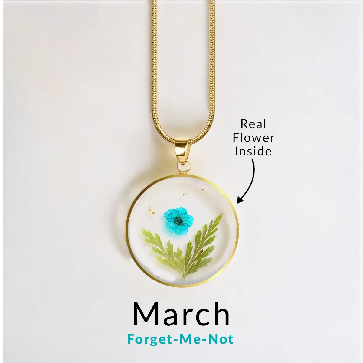 Pressed Birth Flower Necklace