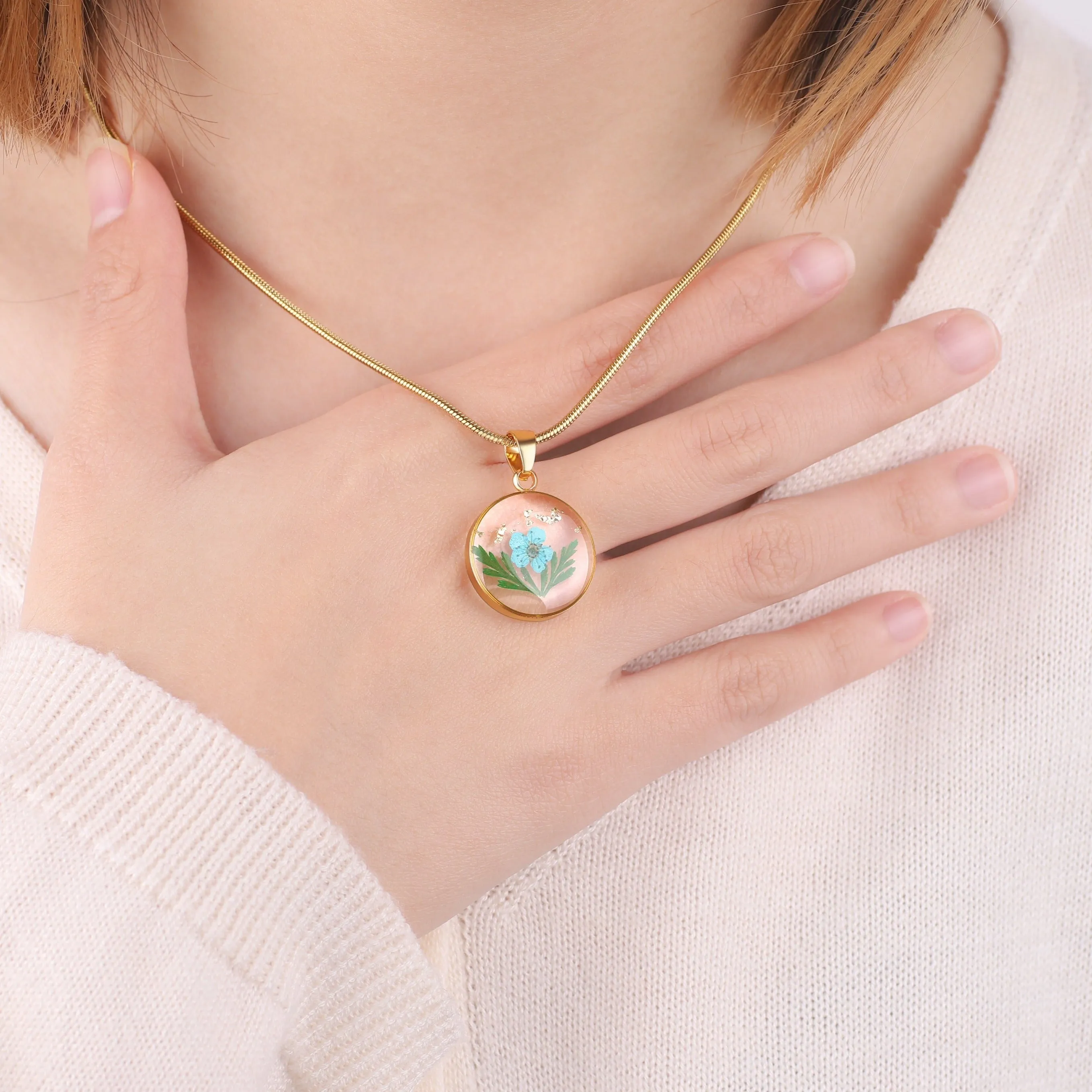 Pressed Birth Flower Necklace