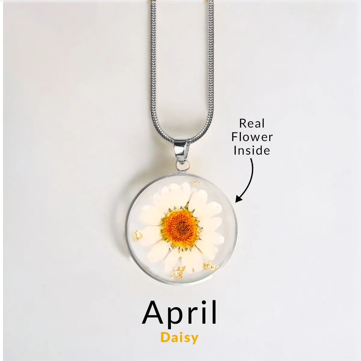 Pressed Birth Flower Necklace