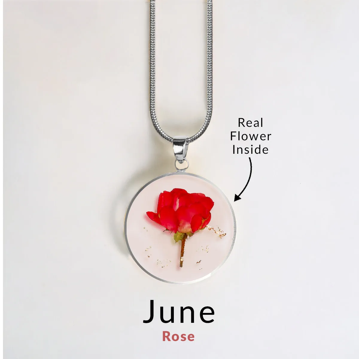 Pressed Birth Flower Necklace