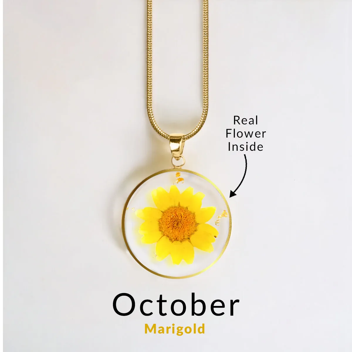 Pressed Birth Flower Necklace