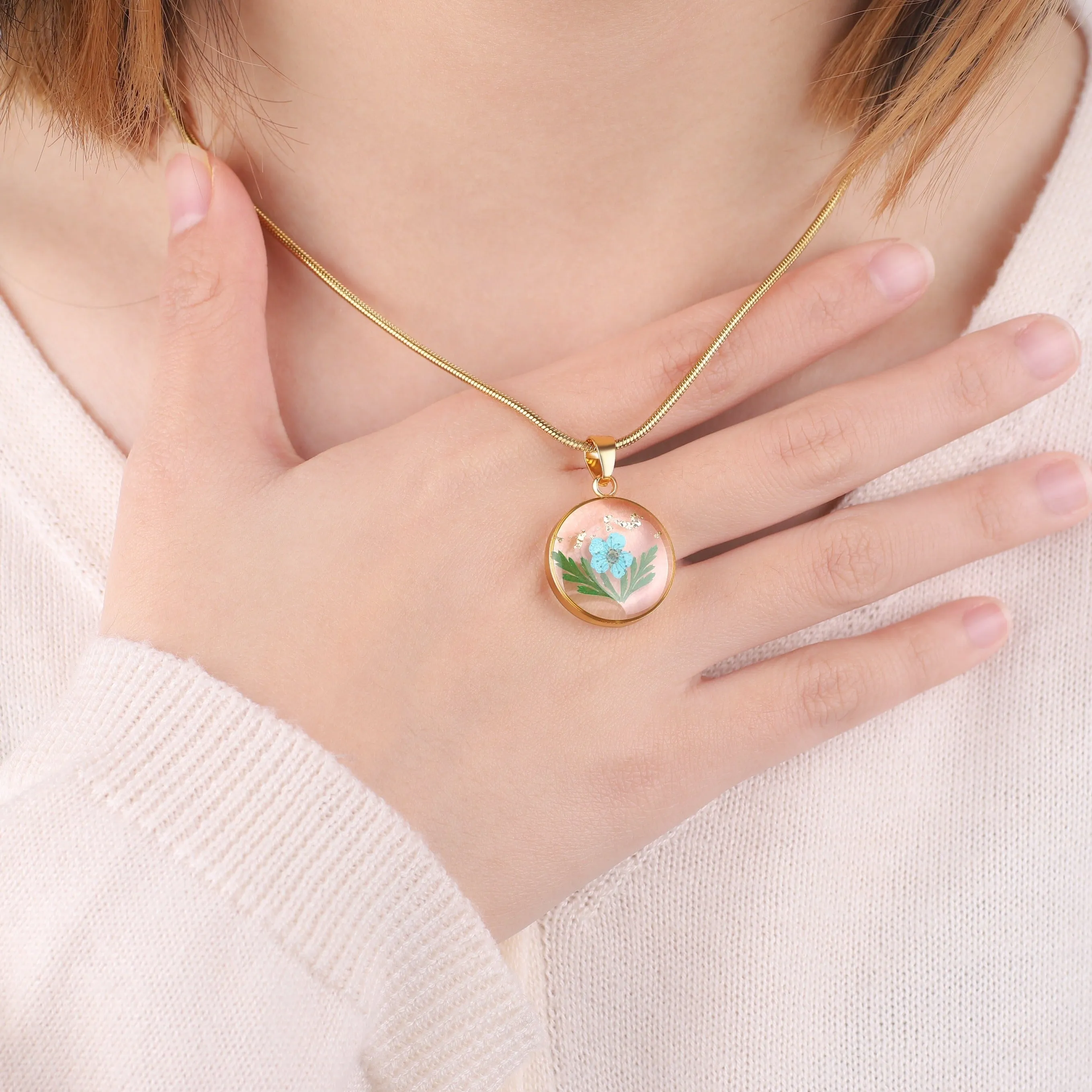 Pressed Birth Flower Necklace