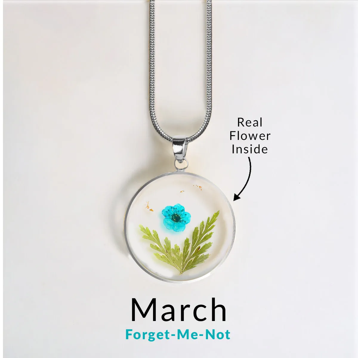 Pressed Birth Flower Necklace